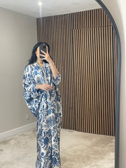 KAFTAN SILK BLUE FLORAL