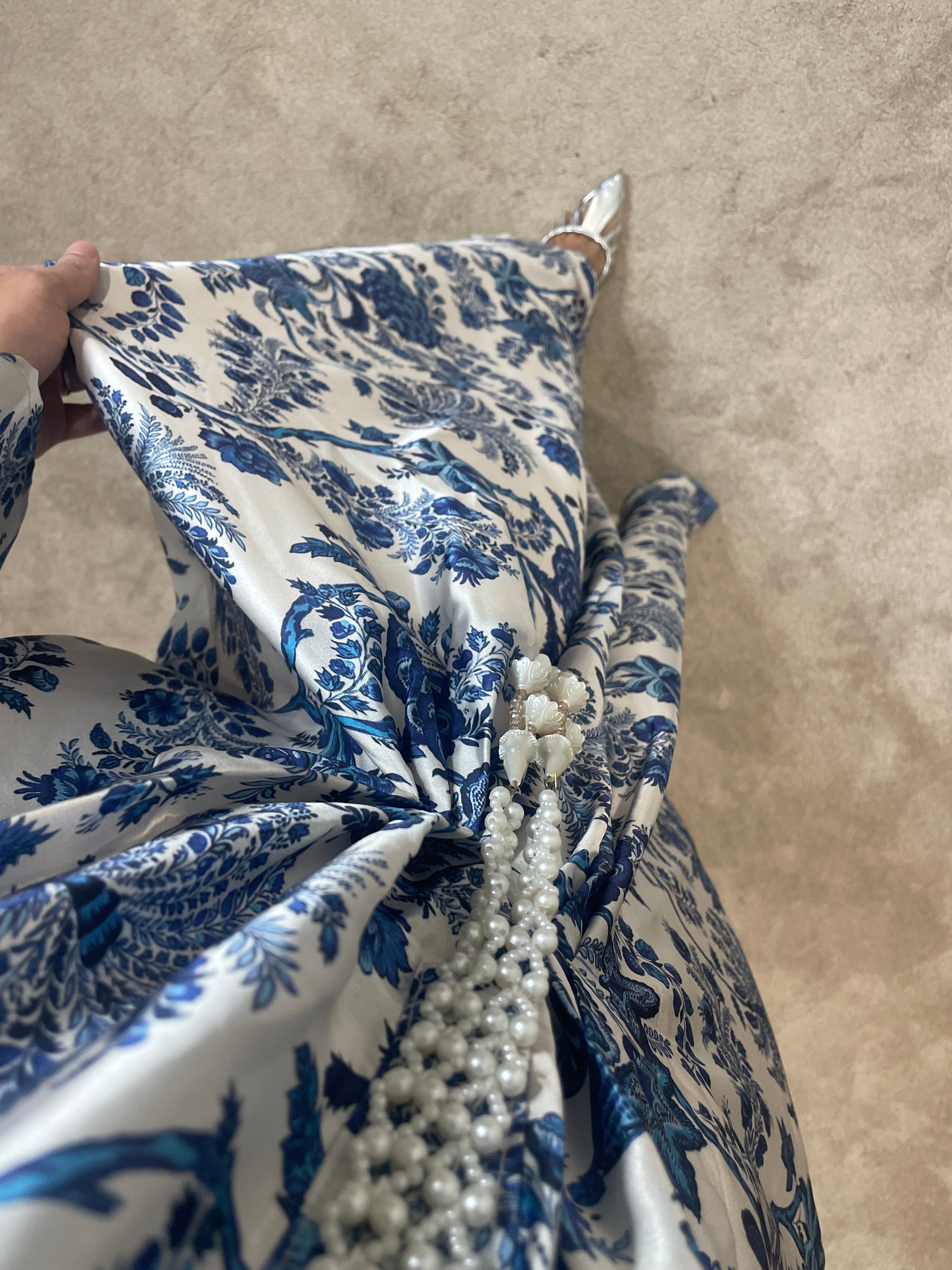 KAFTAN SILK BLUE FLORAL