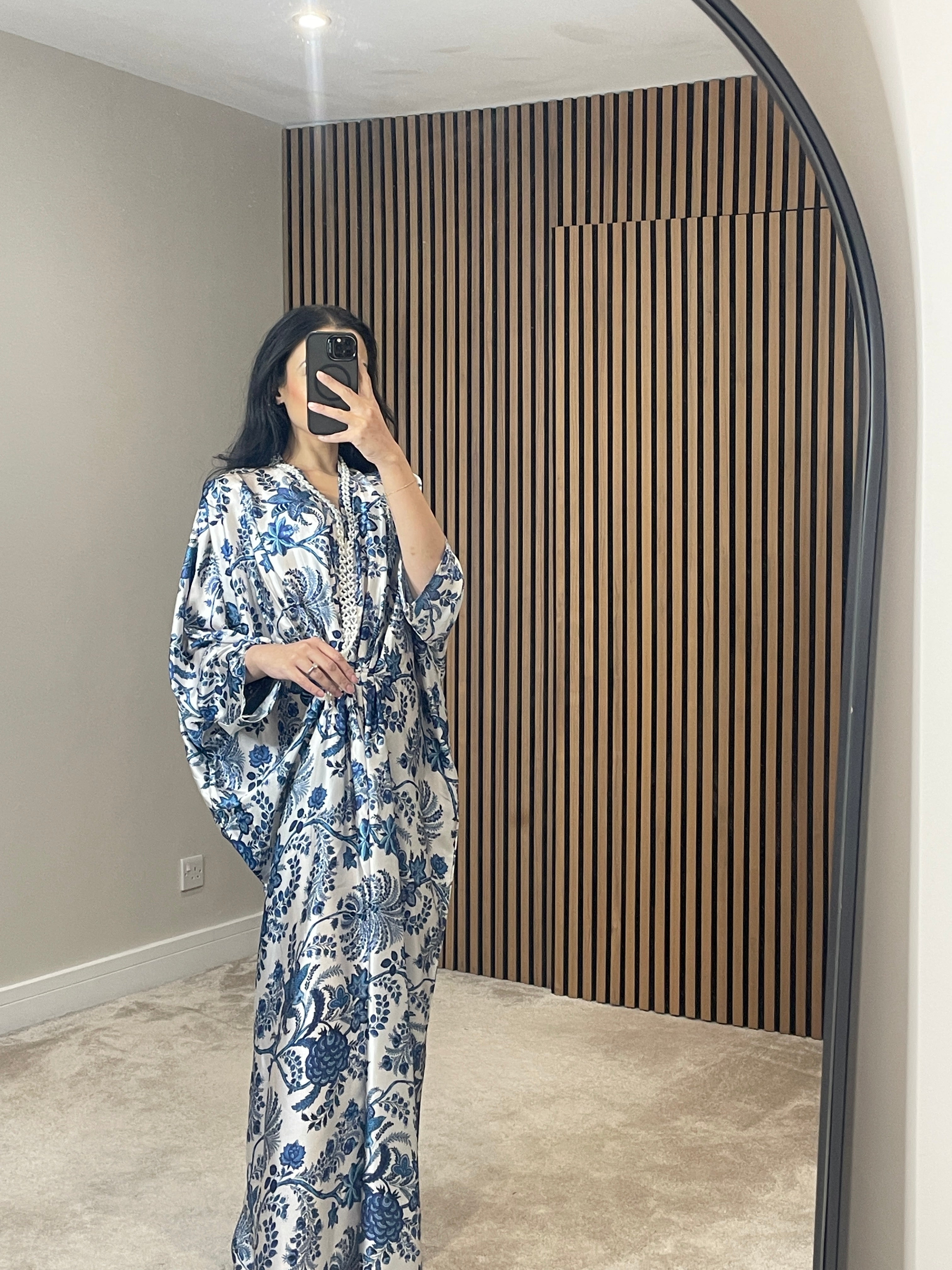 KAFTAN SILK BLUE FLORAL