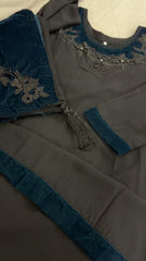 MARINA VELVET SHAWL ZINC